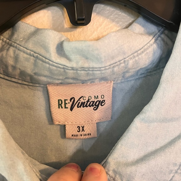 Como Vintage denim shirt women’s 3x button down blue NWT fall minimalist long - Picture 3 of 10